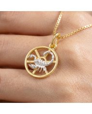 Two Tone Scorpio Zodiac Pendant | 925 Sterling Silver Astrology Gift