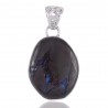Earth Pendant Necklace Boulder Opal Sterling Silver Precious Gemstone