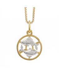 Two Tone Pisces Zodiac Pendant | 925 Sterling Silver Astrology Gift