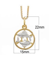 Two Tone Pisces Zodiac Pendant | 925 Sterling Silver Astrology Gift