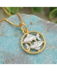 Two Tone Pisces Zodiac Pendant | 925 Sterling Silver Astrology Gift
