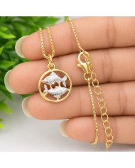 Two Tone Pisces Zodiac Pendant | 925 Sterling Silver Astrology Gift