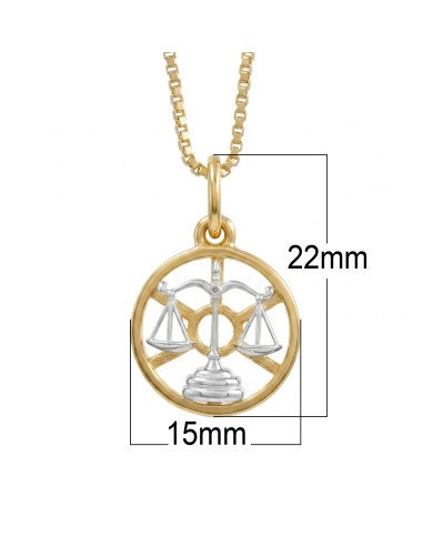 Two Tone Libra Zodiac Pendant | 925 Sterling Silver Astrology Gift