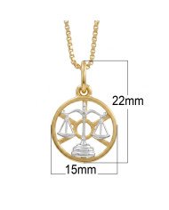 Two Tone Libra Zodiac Pendant | 925 Sterling Silver Astrology Gift