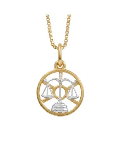 Two Tone Libra Zodiac Pendant | 925 Sterling Silver Astrology Gift