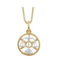 Two Tone Libra Zodiac Pendant | 925 Sterling Silver Astrology Gift