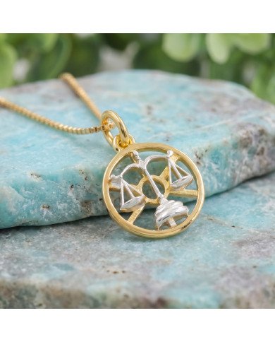 Two Tone Libra Zodiac Pendant | 925 Sterling Silver Astrology Gift