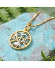 Two Tone Libra Zodiac Pendant | 925 Sterling Silver Astrology Gift