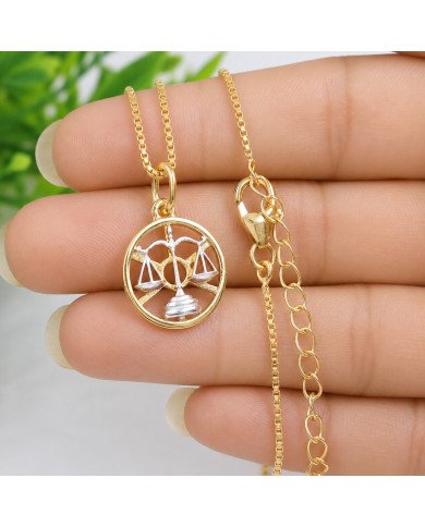Two Tone Libra Zodiac Pendant | 925 Sterling Silver Astrology Gift