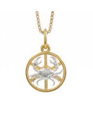 Two Tone Cancer Zodiac Pendant | 925 Sterling Silver Astrology Gift