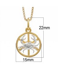Two Tone Cancer Zodiac Pendant | 925 Sterling Silver Astrology Gift