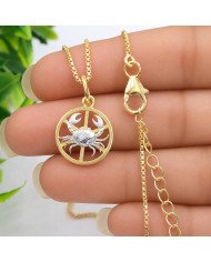 Two Tone Cancer Zodiac Pendant | 925 Sterling Silver Astrology Gift