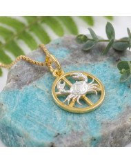 Two Tone Cancer Zodiac Pendant | 925 Sterling Silver Astrology Gift