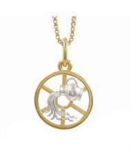 Two Tone Aquarius Zodiac Pendant | 925 Sterling Silver Astrology Gift