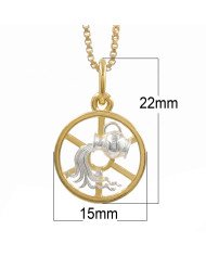 Two Tone Aquarius Zodiac Pendant | 925 Sterling Silver Astrology Gift