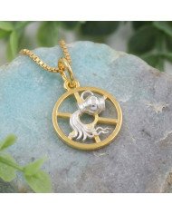 Two Tone Aquarius Zodiac Pendant | 925 Sterling Silver Astrology Gift