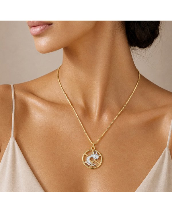 Two Tone Aquarius Zodiac Pendant | 925 Sterling Silver Astrology Gift