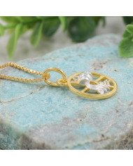 Two Tone Aquarius Zodiac Pendant | 925 Sterling Silver Astrology Gift