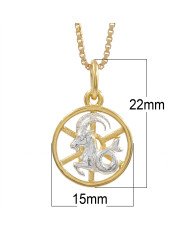 Two Tone Capricorn Zodiac Pendant | 925 Sterling Silver Astrology Gift