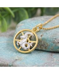 Two Tone Capricorn Zodiac Pendant | 925 Sterling Silver Astrology Gift