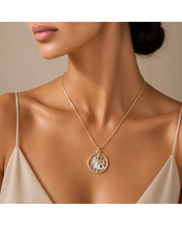 Two Tone Capricorn Zodiac Pendant | 925 Sterling Silver Astrology Gift