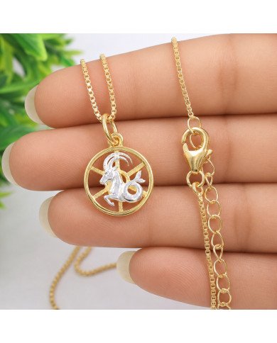 Two Tone Capricorn Zodiac Pendant | 925 Sterling Silver Astrology Gift