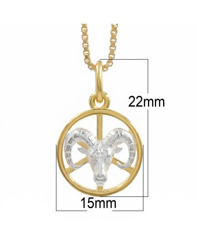 Two Tone Aries Zodiac Pendant | 925 Sterling Silver Astrology Gift
