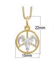 Two Tone Aries Zodiac Pendant | 925 Sterling Silver Astrology Gift