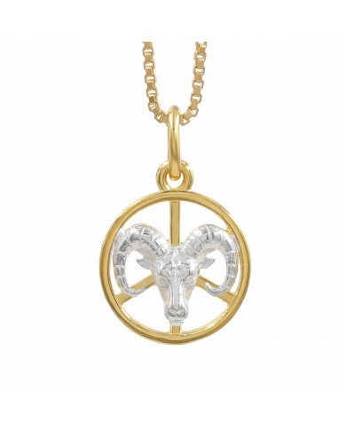 Two Tone Aries Zodiac Pendant | 925 Sterling Silver Astrology Gift