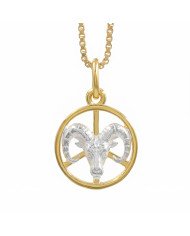 Two Tone Aries Zodiac Pendant | 925 Sterling Silver Astrology Gift
