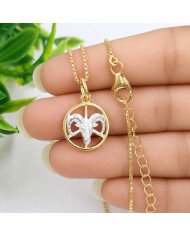 Two Tone Aries Zodiac Pendant | 925 Sterling Silver Astrology Gift