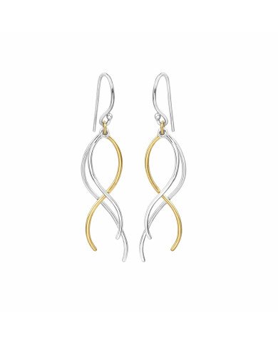 Two-Tone 925 Sterling Silver and Brass Dangle Earrings Dainty Jewelry