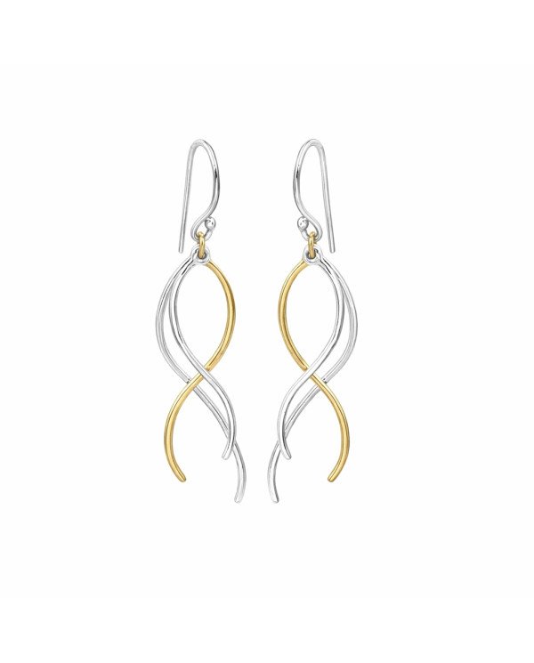 Two-Tone 925 Sterling Silver and Brass Dangle Earrings Dainty Jewelry