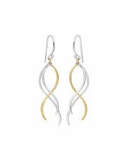 Two-Tone 925 Sterling Silver and Brass Dangle Earrings Dainty Jewelry