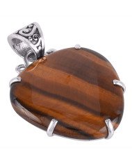 Gold Gemstone Pendants Yellow Tiger Eye Sterling Silver  Necklace Pandant