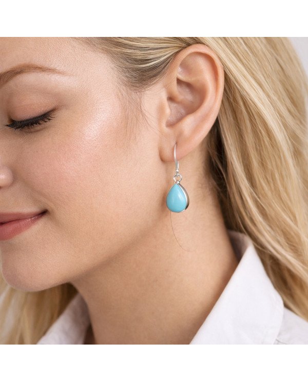 Natural Arizona Turquoise Gemstone 925 Sterling Silver Earring| Jewels Artisan