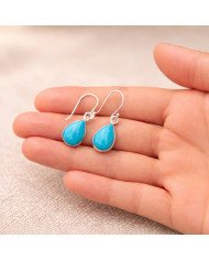 Natural Arizona Turquoise Gemstone 925 Sterling Silver Earring| Jewels Artisan