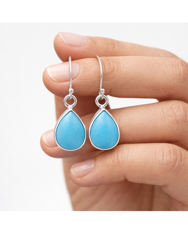 Natural Arizona Turquoise Gemstone 925 Sterling Silver Earring| Jewels Artisan