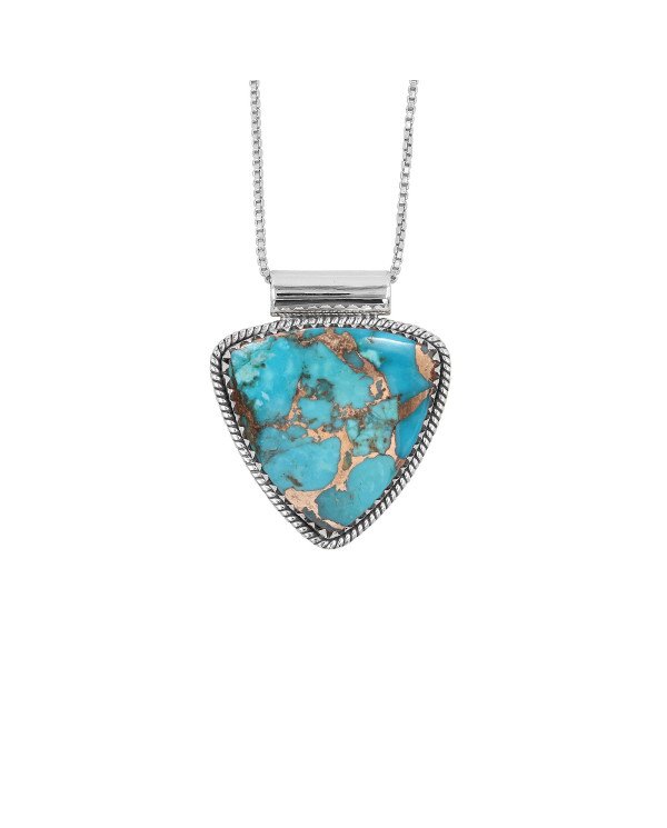 Blue Copper Turquoise Pendant | 925 Sterling Silver Gemstone Jewelry