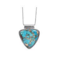 Blue Copper Turquoise Pendant | 925 Sterling Silver Gemstone Jewelry