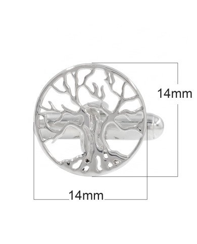 Two-Tone Tree of Life Cufflinks for Men | Sterling Silver & Brass