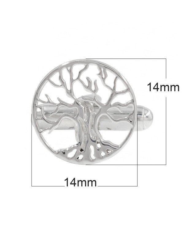 Two-Tone Tree of Life Cufflinks for Men | Sterling Silver & Brass