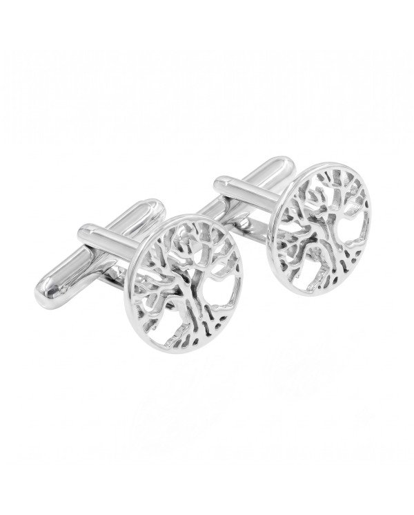 Two-Tone Tree of Life Cufflinks for Men | Sterling Silver & Brass