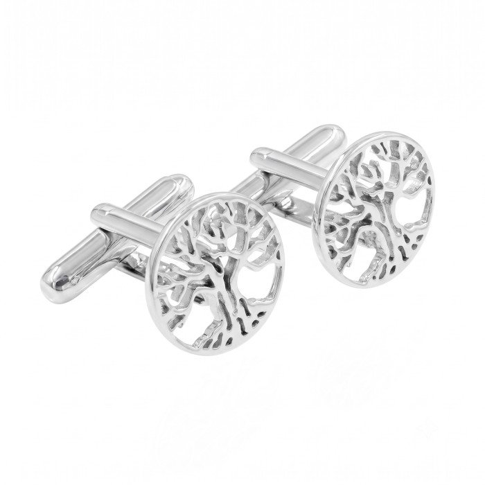 Two-Tone Tree of Life Cufflinks for Men | Sterling Silver & Brass