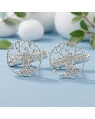 Two-Tone Tree of Life Cufflinks for Men | Sterling Silver & Brass
