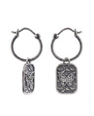 Swarovski Crystal Butterfly Hoop Earrings | Oxidized Brass Jewelry