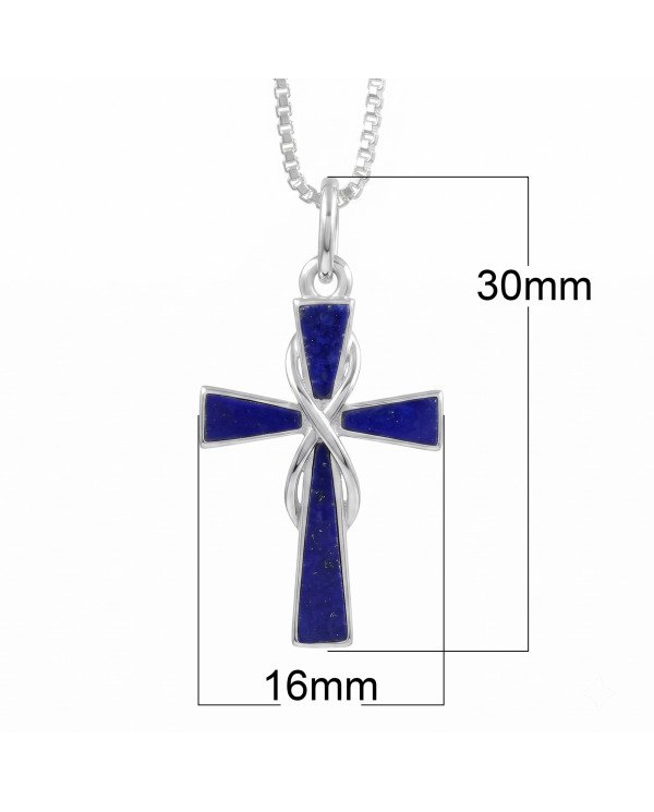 Lapis Lazuli Cross Pendant | 925 Sterling Silver Christmas Gift