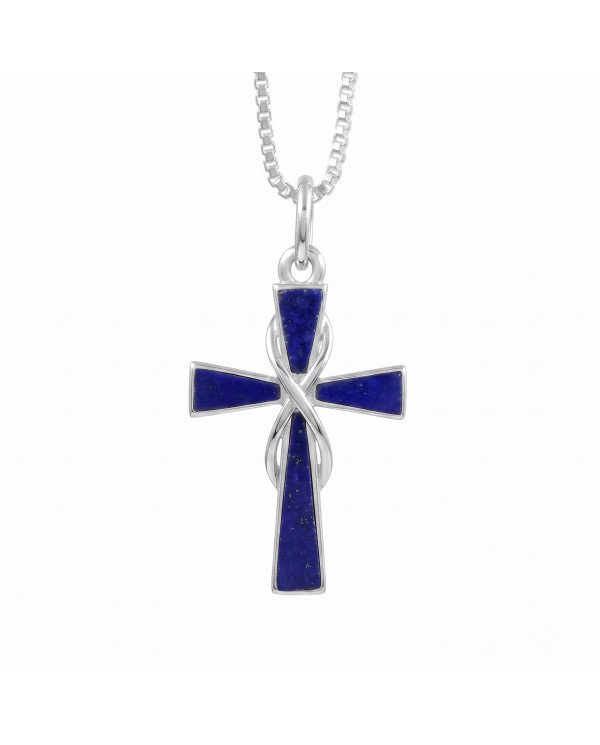 Lapis Lazuli Cross Pendant | 925 Sterling Silver Christmas Gift
