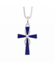 Lapis Lazuli Cross Pendant | 925 Sterling Silver Christmas Gift