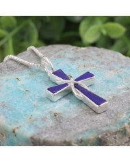 Lapis Lazuli Cross Pendant | 925 Sterling Silver Christmas Gift